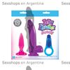 Kit x3 - Anillo, consolador con ventosa y plug anal en colores